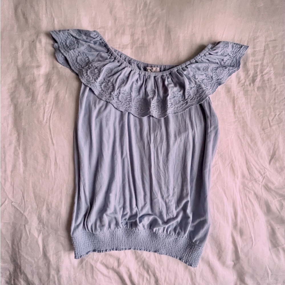 PERIWINKLE OFF THE SHOULDER TOP